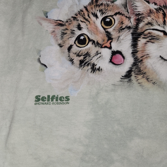 The Mountain Cat Selfie T Shirt Unisex L Bleached Dye Wash,kitty Crazy Cat Lady - Picture 6 of 8